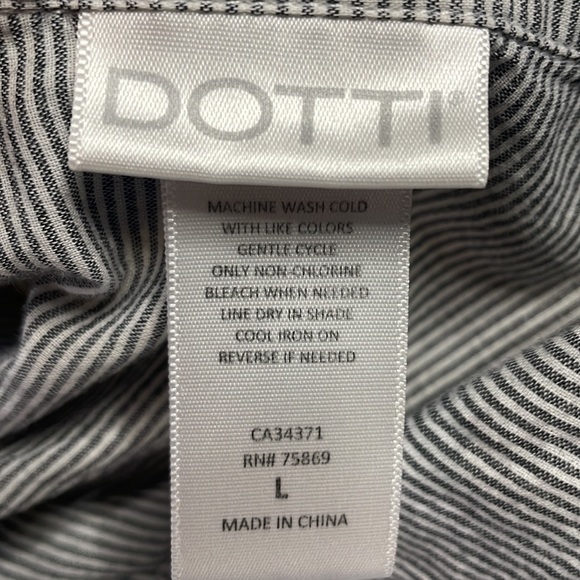 Dotti On Island Time Button Up Cover Up Shirt Dress gray white vertical stripe L - Picture 10 of 14